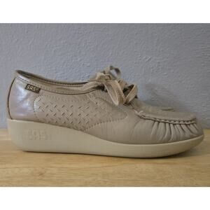 SAS Bounce Women's Size 8 Mocha Tan Leather Lace Up Wedge Moccasin Shoes